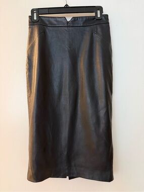 Zara Black Faux Leather Pencil Skirt